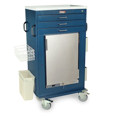 Harloff Malignant Hyperthermia Cart with 1.8 Cubic Ft Medical Grade Refrigerator, 3 Drawers, Key Lock MH5300K